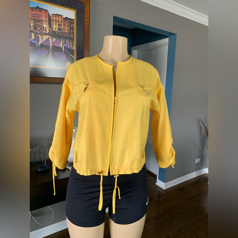 Cache Yellow Lightweight Full Zip Blazer Size Xs - image 1